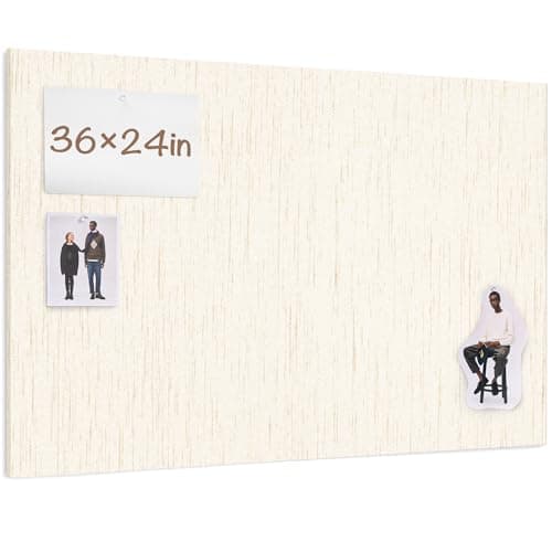 Bulletin Board 36 x 24 inches, 3' x 2' Linen Board for Wall, Decorative Fabric Pin Board with Command Strips for Home and Office, Includes 20 Push Pins