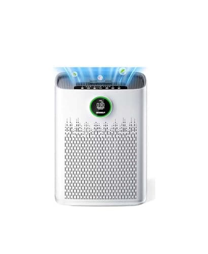 Air Purifiers for Home Large Room, Cover Up to 2400 Ft² with True HEPA Filter, Smart Mode, PM2.5 Air Quality Display, 22dB Sleep Mode, Aromatherapy with 2X-Purification & 360°Air Outlet, HAP603, White
