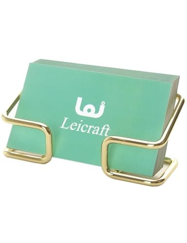 Leicraft Business Card Holder for Desk, Cute Metal Card Organizers and Office Desk Accessories for Men and Women (Golden)