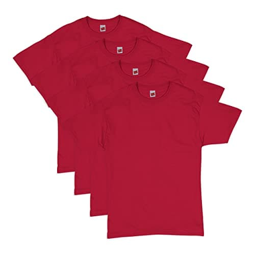 Hanes Mens Essentials Pack, Crewneck Cotton T-shirts For Men, 4 Or 6 Available Fashion-t-shirts, Deep Red - 4 Pack, Large US