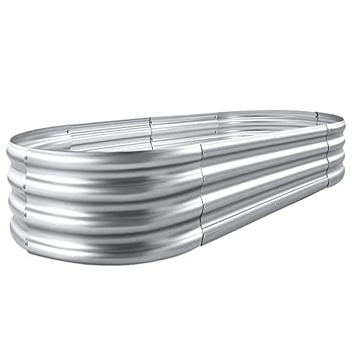 Land Guard Galvanized Raised Garden Bed Kit, Galvanized Planter Garden Boxes Outdoor, Oval Large Metal for Vegetables…………