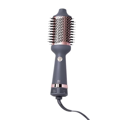 Best Hair Dryer Brushes #9 from Hairitage Hairitage Volumizing One Step Blow Dry Brush + Hair Dryer for Curling + Straightening - Ceramic Tourmaline Blowout Brush + Volumizer - Hair Styler for Smooth Shiny, Frizz-Free Styles - Matte Grey