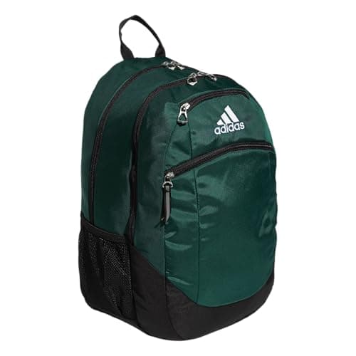 adidas Striker Sports Backpack Durable Athletic Gym Laptop Bag for Boys/Girls, Team Dark Green/Black/White, One Size