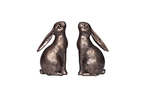 Creative Co-Op Decorative Resin Rabbit Bookends, Bronze, Set of 2