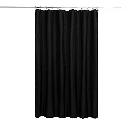 N&Y HOME Fabric Shower Curtain or Liner with Weighted Magnets - Hotel Quality Opaque Black Shower Curtain for Bathroom, Machine Washable, Water Repellent - Black, 72x72