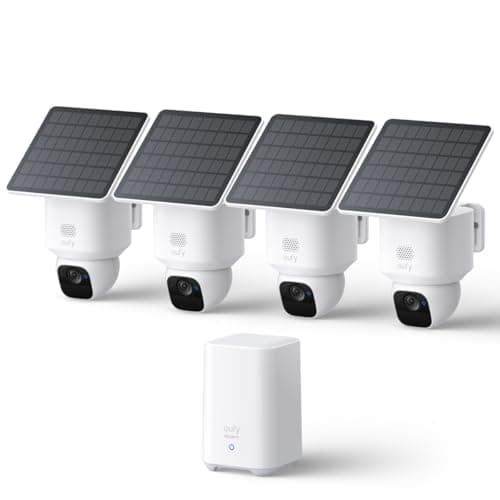 eufy Security SoloCam E30, 4-Cam Pack Kit, Security Cameras Wireless Outdoor, Solar Camera Outdoor Wireless, 360° Pan, AI Tracking, 2K Clarity, No Monthly Fee