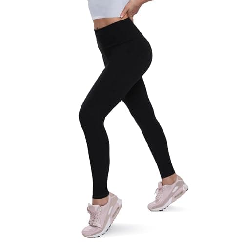 QGGQDD Fleece Lined Leggings Women - Soft Tummy Control High Waisted Winter Thermal Warm Yoga Pants for Workout Hiking Black Small-Medium