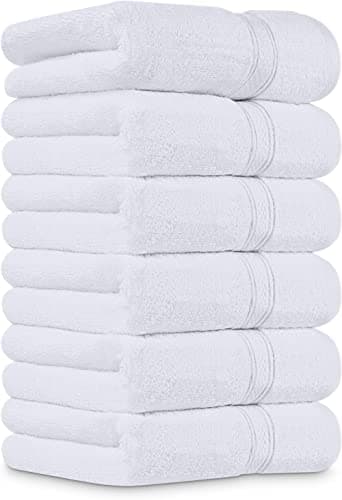 Utopia Towels [6 Pack Premium Hand Towels Set, (16 x 28 inches) 100% Ring Spun Cotton, Ultra Soft and Highly Absorbent 600GSM Towels for Bathroom, Gym, Shower, Hotel, and Spa (White)