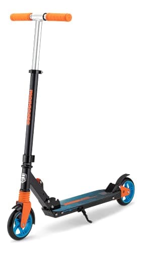 Mongoose Elevate Duo Youth/Adult Folding Kick Scooter, Solid Wheels, Ages 8 Years and Up, Kickstand, Max Rider Weight 220 Pounds, Black/Orange