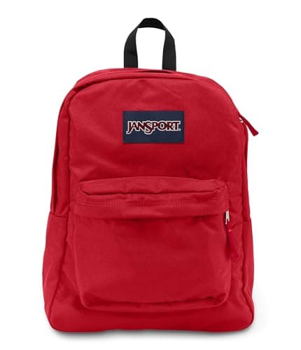 JanSport SuperBreak One Backpacks - Durable, Lightweight Bookbag with 1 Main Compartment, Front Utility Pocket with Built-in Organizer - Premium Backpack, Red Tape