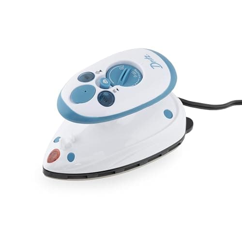 Dritz Mighty Travel Steam Iron: Mini Iron for Quilting, Crafts & Sewing, Compact Portable Travel Steamer for Home & On-the-Go Use