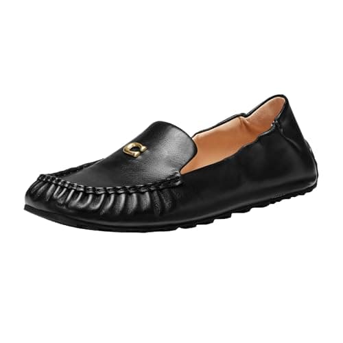 COACH Women's Flats Ronnie Loafer, Color Black/Gold, Size 9