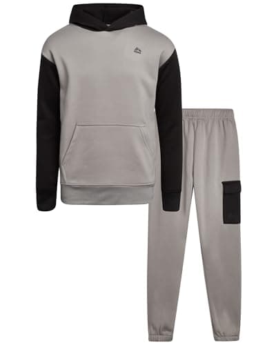 RBX Boys Sweatsuit Set - 2 Piece Fleece Sweat Sets with Pullover Hoodie Sweatshirt & Boys Joggers - Active Kids Matching Set, Size 12, Griffin Black