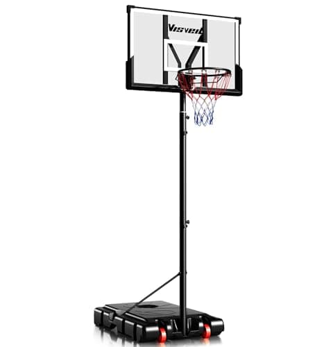 Basketball Hoop,Portable Basketball Hoop System for Outdoor, Adjustable Height 5.7-10ft 45in Backboard Basketball Goal for Kids Teen and Adult (Midnight Black)