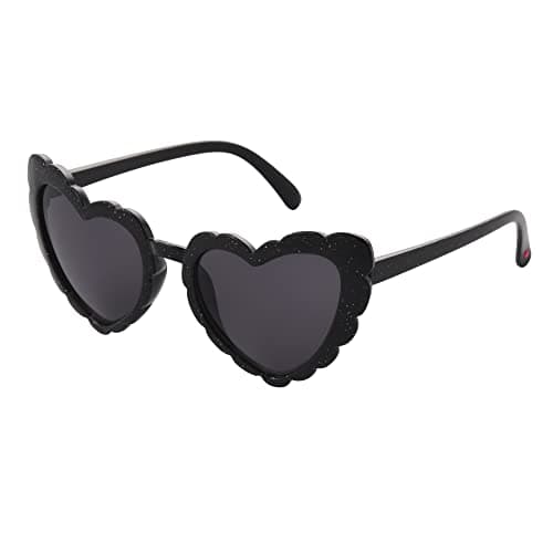 Betsey Johnson Women's Queen of Hearts Sunglasses Heartshape, Black with Glitter, 53mm