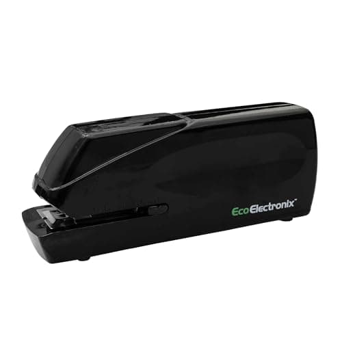 EcoElectronix Portable Automatic Electric Stapler Pro - 30 Sheet Capacity, Quiet Operation, Jam-Free and Easy Reload - AC Adapter/Battery Powered, (Black)