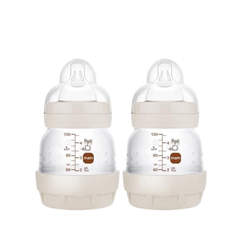 MAM Easy Start Anti-Colic Baby Bottle, Extra Slow Flow, Breastfeeding-Like Silicone Nipple Bottle, Reduces Colic, Gas, & Reflux, Easy-to-Clean, BPA-Free, Vented Baby Bottles for Newborns, 0-3 Months