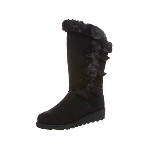 BEARPAW Women's Genevieve Black Size 8 | Women's Boot Classic Suede | Women's Slip On Boot | Comfortable Winter Boot