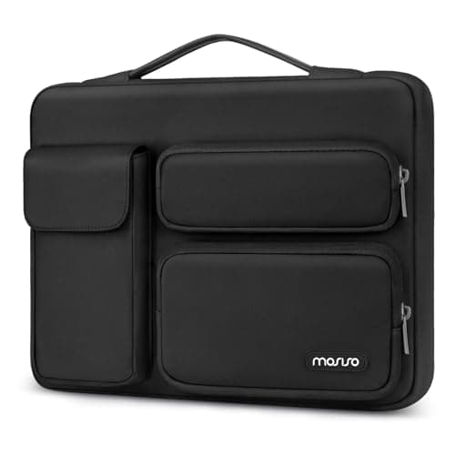 MOSISO 360 Protective Laptop Case 13.3 inch, 13-13.3 inch Laptop Sleeve Compatible with MacBook Air/Pro 13 / Pro 14, HP Dell ASUS Lenovo,Side Open Bag with 2 Raised&1 Flapover Pockets, Black