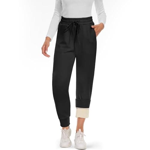 CAMPSNAIL Fleece Lined Sweatpants Women - Joggers for Women with Pockets High Waisted Thermal Winter Warm Pants for Snow