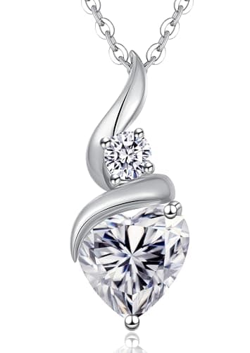 ANDSO Valentines Gift for Women, Heart Moissanite Diamond Necklaces for Wife, Birthday Anniversary Christmas Gifts for Girfriend Her