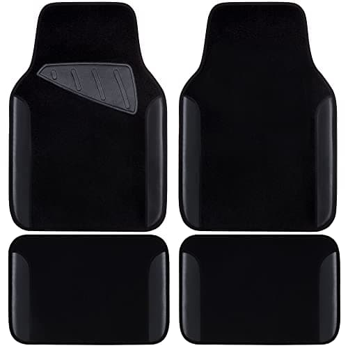 CAR PASS Waterproof Universal Fit Car Floor Mats, Faux Leather Car Carpet Mats, Black Car Mats with Anti-Slip Nibbs Backing & Driver Heel Pad Fit for SUV,Vans,sedans, Trucks,Set of 4pcs(All Black)