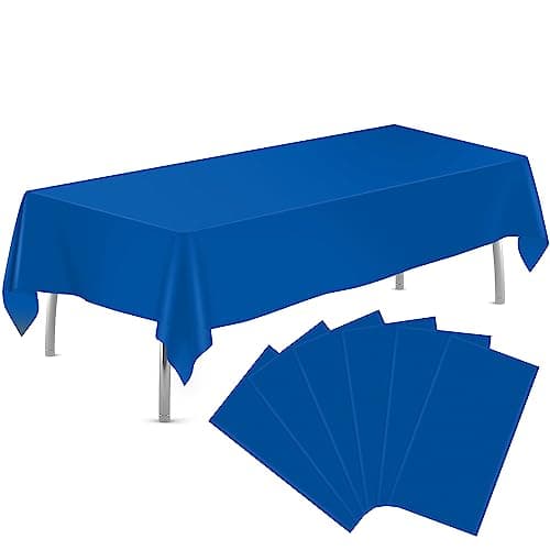 tujol Royal Blue 6 Pack Plastic Table Cloth 54" x 108", Disposable Tablecloths Rectangle Table Cover, Plastic Table Cloths for Parties