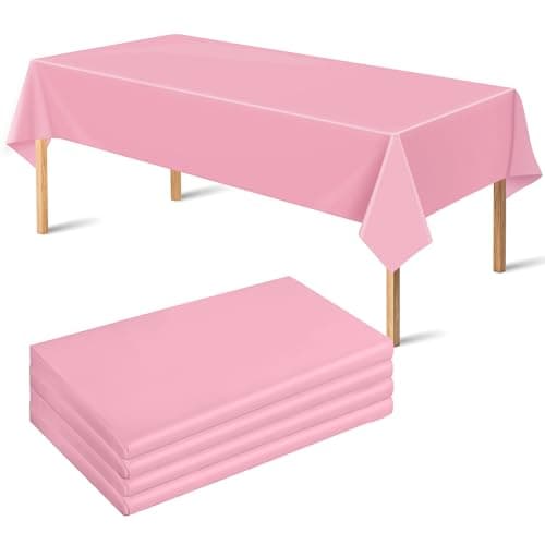 OHOME 4 Pack Plastic Table Cloth Disposable,Pink Tablecloth - Pink Table Cloths for Parties - Pink Birthday Decorations | Pink Party Decorations