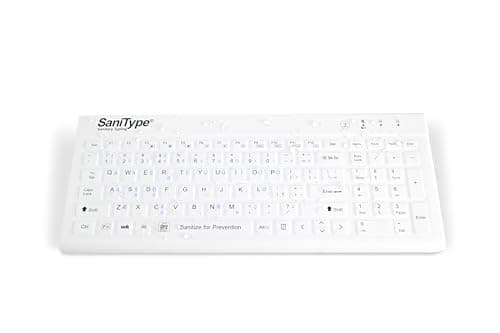 WetKeys SaniType 'Blue Connect' Professional-Grade Rigid Silicone Washable Wireless Bluetooth®; Keyboard with ON/Off Switch (BT) (White) | KBSTRBT99Si-W