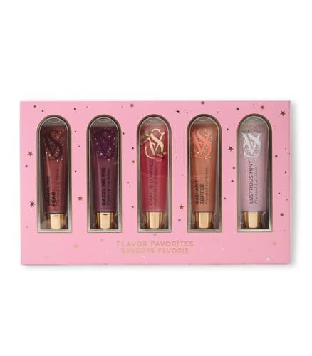 Victoria's Secret Lip Gloss Gift Set, Flavor Favorites, Flavored Lip Gloss Set for Women, Includes 5 Lip Glosses