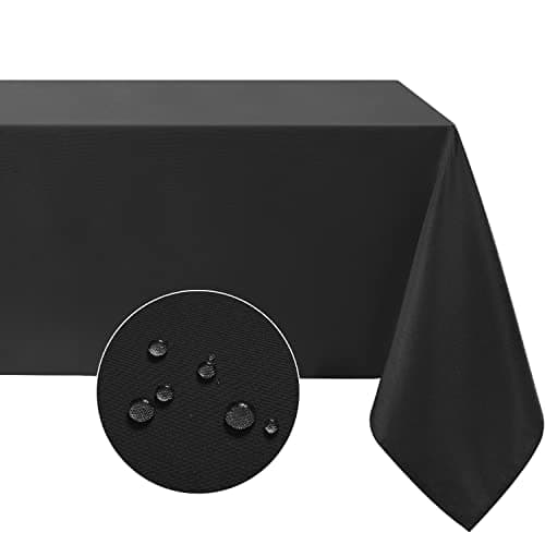 Softalker Rectangle Tablecloth, Waterproof & Stain Resistant Table Cloths Wrinkle Free Fabric Washable 210GSM Polyester Table Cover for Dining/Party/Outdoor - 60 x 84 inch,Black