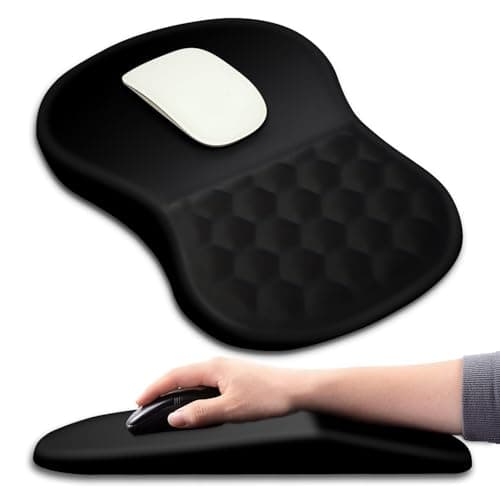 Hokafenle Ergonomic Mouse Pad Wrist Support with Massage Design, Wrist Rest Pain Relief Mousepad with Memory Foam&Non-Slip PU Base, Mouse Pads for Wireless Mouse & Desk (12x8 inch,Black)