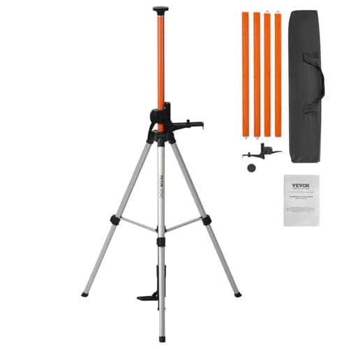 VEVOR Laser Level Tripod, 1/4"-20 & 5/8"-11 Thread Mount, 40.94-133.85 inch Height Adjustment with Level Bubble & Heavy-duty Stand, Extendable Pole Lightweight Aluminum Tripod for Laser Scanner