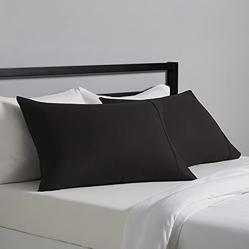 Amazon Basics Standard Pillow Cases Set of 2 - Lightweight, Super Soft Easy Care Microfiber, Black, 30" L x 20" W, Pillows Not Included