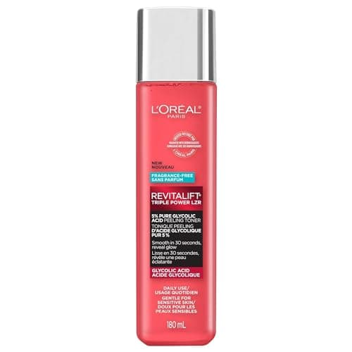 L'Oreal Paris Revitalift 5% Pure Glycolic Acid Peeling Toner with Aloe Vera, Alcohol Free, Fragrance Free 6 fl oz