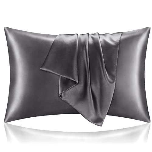 BEDELITE Satin Pillowcase for Hair and Skin, Super Soft and Cooling Similar to Silk Pillow Cases 2 Pack with Envelope Closure, Gift for Women Men(20"x30" Queen Size, Dark Grey)