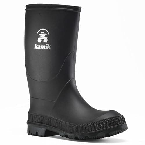 Kamik Kids Stomp Waterproof Rain Boots,Black,5