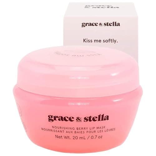 Grace & Stella Award Winning Lip Plumper Nourishing Berry Lip Mask - Lip Balm Hydrating - Lip Moisturizer For Very Dry Lips - Overnight Lip Mask & Lip Treatment & Lip Sleeping Mask - Vegan