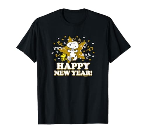 Peanuts - Snoopy and Woodstock Happy New Year Confetti T-Shirt