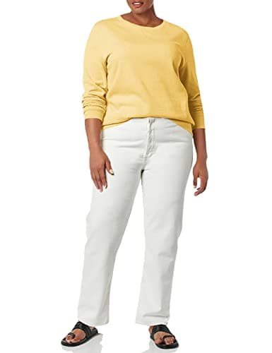 Amazon Essentials Women's Fleece Crewneck Pullover Sweatshirt (Available in Plus Size), Light Mustard Yellow, X-Small