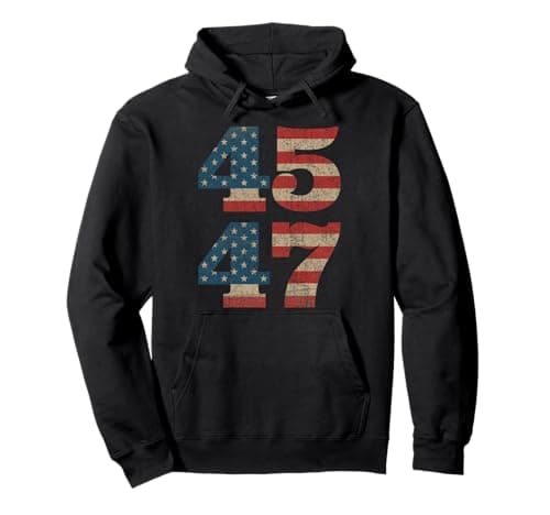 Trump 2024 45 47 Vintage American Flag Retro 4547 Trump 2024 Pullover Hoodie