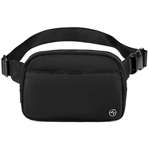 Pander Everywhere Belt Bag for Women, 5 Zipper Pockets Nylon Crossbody Fanny Pack Purse (Black)
