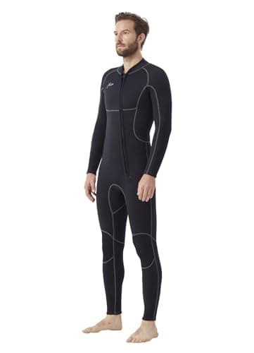 Hevto Men Wetsuits 3/2mm Neoprene Front Zip Full Wet Suit Keep Warm for Surfing Swimming SUP Snorkeling Diving (M2-Black, L)