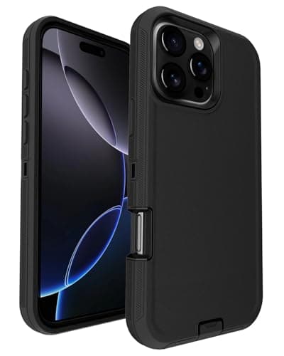 Aliruke for iPhone 16-Pro Case, 3-Layer 16ft Drop Protection, with Dustproof Port Cover, Full-Body Shockproof Heavy Duty Protective Phone Case for iPhone 16 Pro, Black