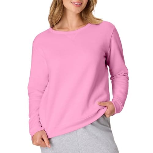 Hanes Women's EcoSmart V-Notch Crewneck Sweatshirt, Fleece Pullover Sweatshirt For Women
