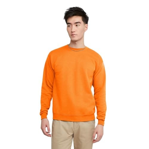 Hanes Men's EcoSmart Sweatshirt, safety orange, Large