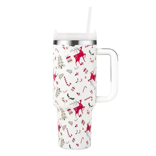 JoviaFesta Christmas Tumbler Stainless Steel Vacuum Insulated Tumbler with Lid and Straw for Water, Iced Tea or Coffee, Thanks Giving Christmas Gift