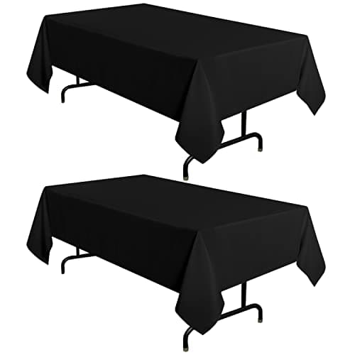 sancua 2 Pack Black Tablecloth 60 x 102 Inch, Rectangle 6 Feet Table Cloth - Stain and Wrinkle Resistant Washable Polyester Table Cover for Dining Tables, Buffet Parties and Camping