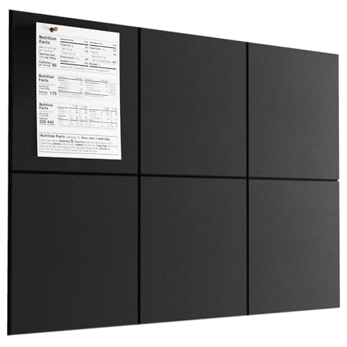 MaxGear Large Cork Board for Wall 36" x 24", Black Bulletin Board, 6 Pack Felt Wall Tiles with Pushpins, Cork Boards for Office Pin Board Tack Board Cork Boards