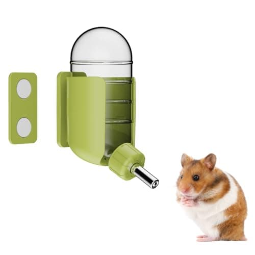 Hamster Water Bottle with Magnetic Holder, Freestanding Water Bottle for Glass Tanks, Suitable for Syrian Dwarf Hamsters Gerbils Mice Rats Degus (Green, 4oz)